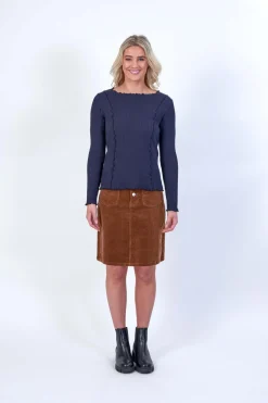 Knewe Tribe Ribbed Top in Ink