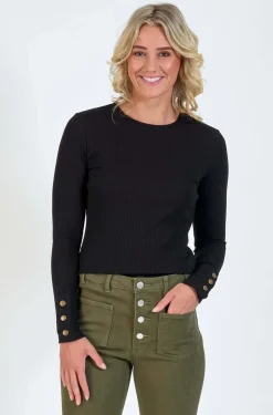 Knewe Virgo Ribbed Top in Black