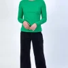Knewe Virgo Ribbed Top in Kermit Green