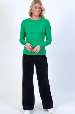 Knewe Virgo Ribbed Top in Kermit Green