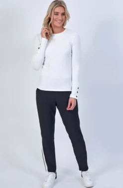 Knewe Virgo Ribbed Top in Off White