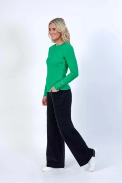 Knewe Virgo Ribbed Top in Kermit Green