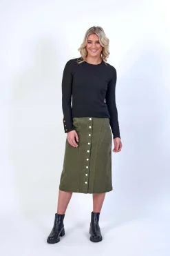 Knewe Virgo Ribbed Top in Black