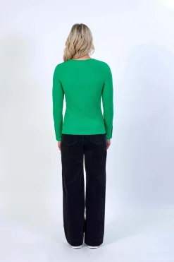 Knewe Virgo Ribbed Top in Kermit Green