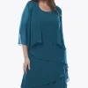 Layla Jones Chiffon Dress & Shrug in Emerald LJ0359