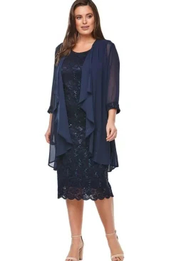 Layla Jones Sequin Lace Dress & Jacket in Midnight LJ0181