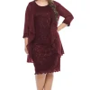 Layla Jones Sequin Lace Dress & Jacket in Dark Claret LJ0181