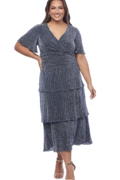 Layla Jones Shimmer Tiered Maxi in Midnight Silver LJ0596