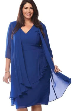 Layla Jones Waterfall Dress & Jacket in Royal LJ0447