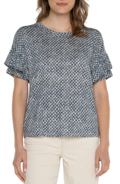 Liverpool Ruffle Tee in Navy Text