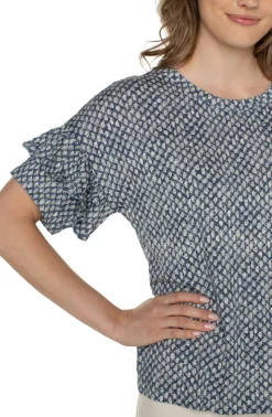 Liverpool Ruffle Tee in Navy Text