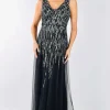 Lyman by Frank Lyman Beaded Gown in Charcoal 239803I