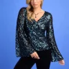 Lyman by Frank Lyman Top in Navy Sequins 234126U