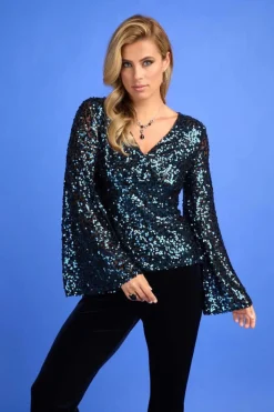 Lyman by Frank Lyman Top in Navy Sequins 234126U