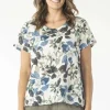Maglia Linen Top in Blue Floral