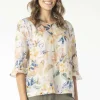 Maglia Linen Top in Peach Floral