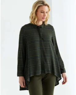 Marco Polo Mix Stripe Shirt in Cypress/Black