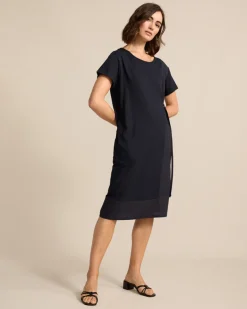 Marco Polo Spliced Dress in Navy