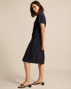 Marco Polo Spliced Dress in Navy