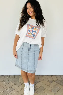 Ping Pong Amelia Denim Skirt in Pale Denim