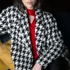 Ping Pong Boyfriend Coat in Houndstooth