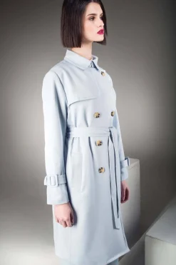 Ping Pong City Trench Coat in Baby Blue