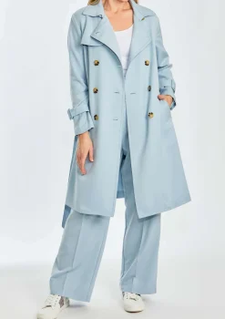 Ping Pong City Trench Coat in Baby Blue
