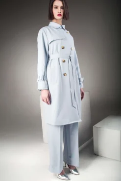 Ping Pong City Trench Coat in Baby Blue
