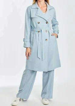 Ping Pong City Trench Coat in Baby Blue
