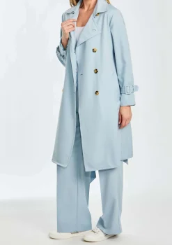 Ping Pong City Trench Coat in Baby Blue