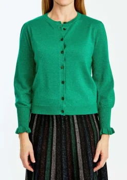 Ping Pong Lurex Cardi in Emerald
