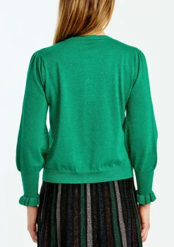 Ping Pong Lurex Cardi in Emerald