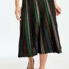 Ping Pong Lurex Pleated Skirt in Jewel