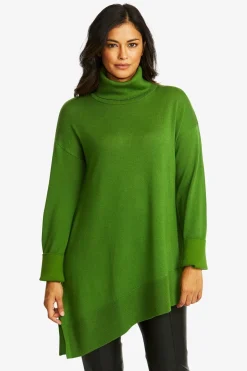 Ping Pong Merino Asymmetric Pullover in Fern