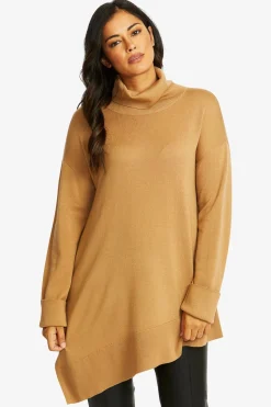 Ping Pong Merino Asymmetric Pullover in Butterscotch