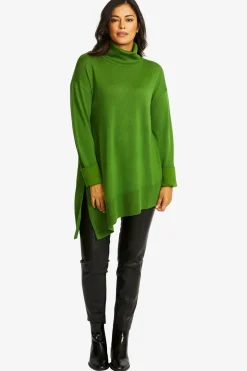 Ping Pong Merino Asymmetric Pullover in Fern
