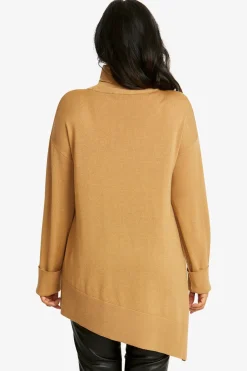 Ping Pong Merino Asymmetric Pullover in Butterscotch