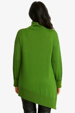 Ping Pong Merino Asymmetric Pullover in Fern
