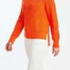 Ping Pong Pointelle Shaker Pullover in Orange
