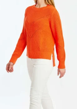 Ping Pong Pointelle Shaker Pullover in Orange