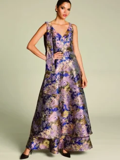 Romance Bria Bow Maxi in Purple Gold