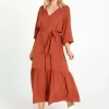Sass Brigitte Balloon Sleeve Maxi in Chestnut