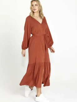 Sass Brigitte Balloon Sleeve Maxi in Chestnut