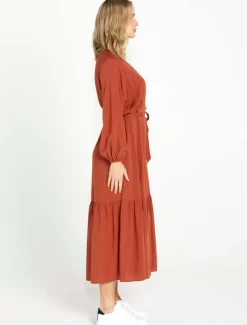 Sass Brigitte Balloon Sleeve Maxi in Chestnut