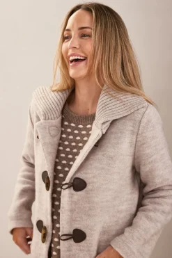 See Saw Boiled Wool Duffle Coat in Natural