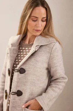 See Saw Boiled Wool Duffle Coat in Natural