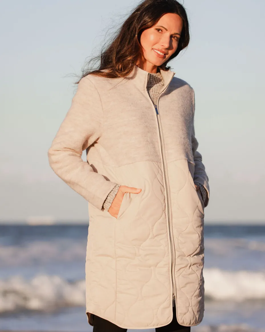 See Saw Boiled Wool Quilted Coat in Natural