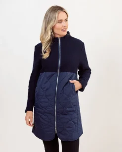See Saw Boiled Wool Quilted Coat in Navy