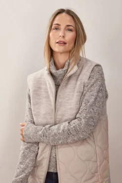 See Saw Boiled Wool Quilted Vest in Natural