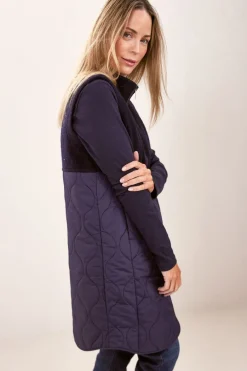 See Saw Boiled Wool Quilted Coat in Navy